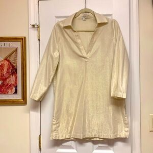 Beautiful J crew tunic covet up Gold shimmer XS